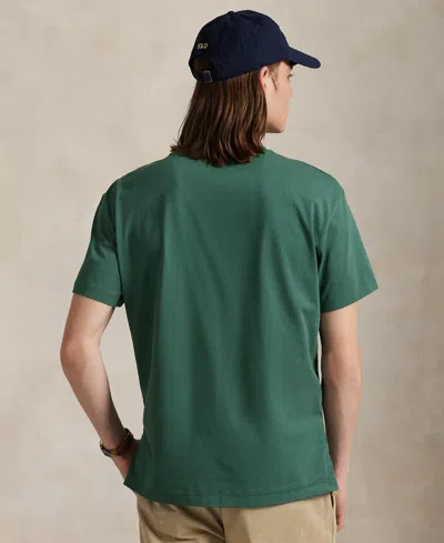 Polo Ralph Lauren Green Crewneck T-shirt With Logo Lettering On The Fornt And Pony Embroidery On The Front In Cotton M In Green