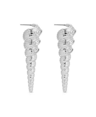 Ettika Cubic Zirconia Capri Shell Linear Drop Earrings