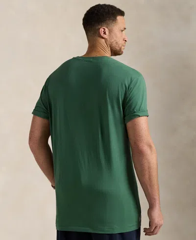 Polo Ralph Lauren Green Crewneck T-shirt With Logo Lettering On The Fornt And Pony Embroidery On The Front In Cotton M In Green