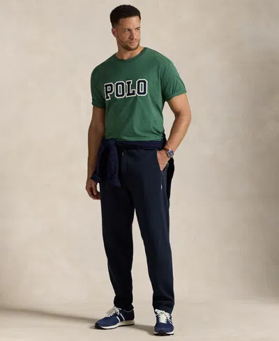 Polo Ralph Lauren Green Crewneck T-shirt With Logo Lettering On The Fornt And Pony Embroidery On The Front In Cotton M In Green