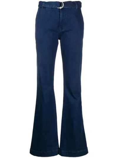 Frame Le High Flare Belted Trouser In Blue