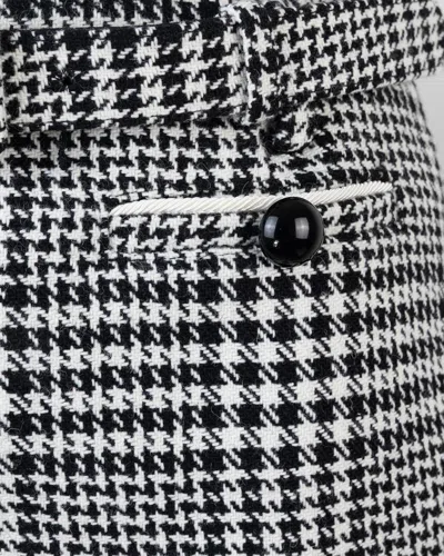 Self-portrait Houndstooth Wool Blend Mini Skirt In Gray