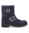 JIMMY CHOO Youth suede and shearling biker boots