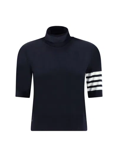 Thom Browne Fine Merino Wool Short-sleeve Turtleneck Sweater