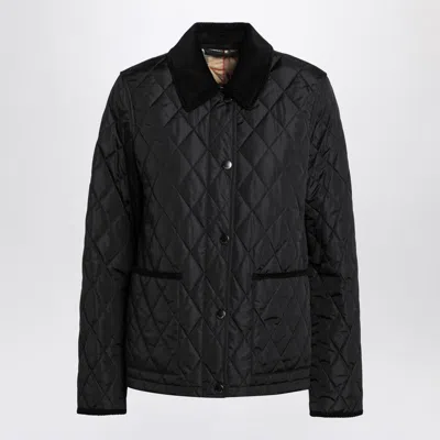 Burberry Check Lining Quilted Nylon Dorset Jacket In Black