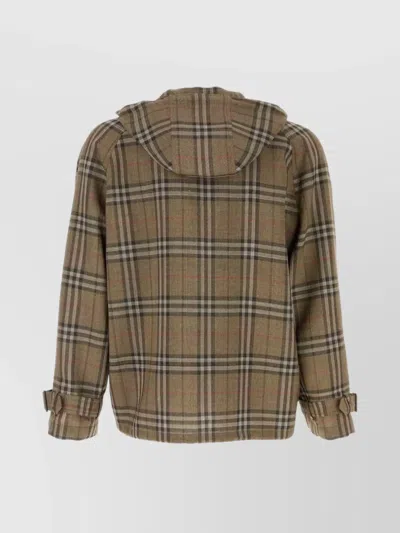 Burberry Half-zip Jacket With Check Pattern In Silk Blend