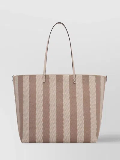 Fendi Pequin Striped And Ff Fabric Roll Large Reversible Shopper