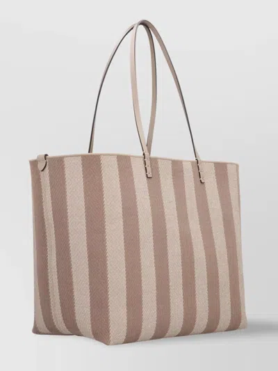 Fendi Pequin Striped And Ff Fabric Roll Large Reversible Shopper