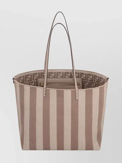 Fendi Pequin Striped And Ff Fabric Roll Large Reversible Shopper