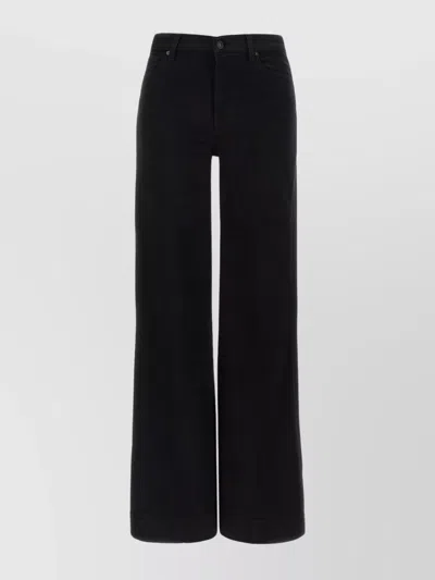 7 For All Mankind High-waisted Wide Leg Trousers With Bold Cuffs In Black