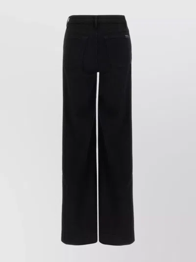 7 For All Mankind High-waisted Wide Leg Trousers With Bold Cuffs In Black