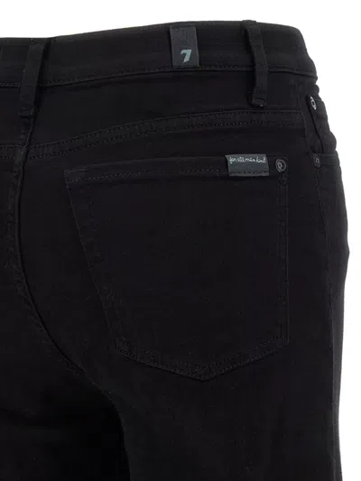 7 For All Mankind High-waisted Wide Leg Trousers With Bold Cuffs In Black