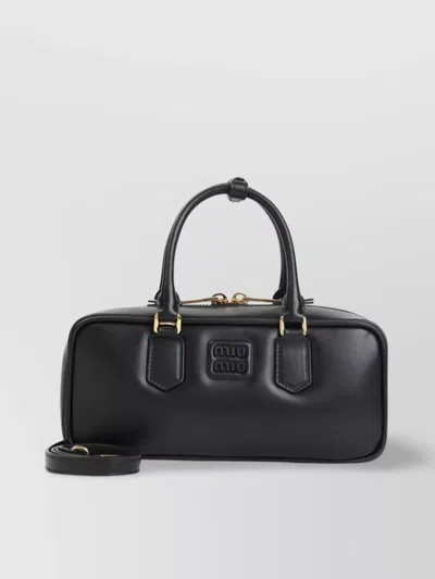 Miu Miu Smooth Shoulder Bag Adjustable Strap In Black