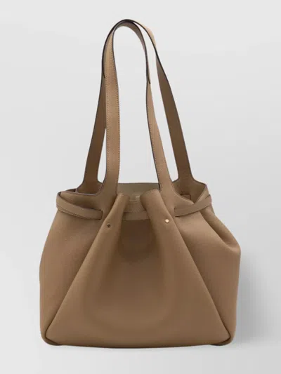 Tory Burch Textured Double Handle Tote Bag In Brown