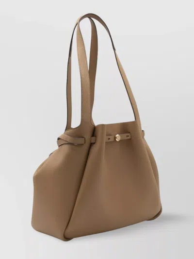 Tory Burch Textured Double Handle Tote Bag In Brown