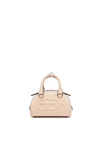 Diesel Leather Mini Bowling Bag In Neutral