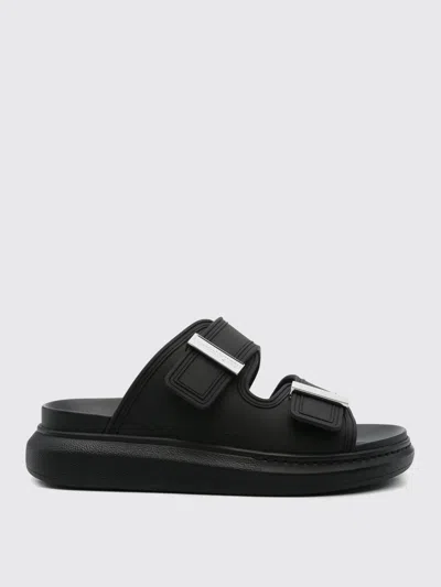 Alexander Mcqueen Black Rubber Sandals In Black