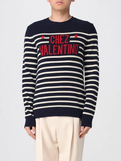 Valentino "chez Valentine" Wool Sweater In Blue