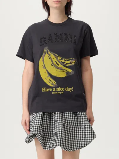 Ganni Relaxed Banana T-shirt In Black