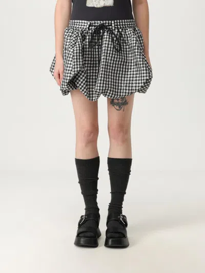 Ganni Skirt With Balloon Effect And Gingham Pattern In Multi