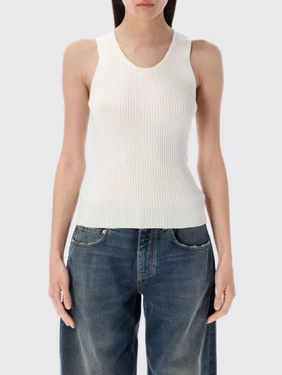 Balenciaga Ribbed Texture Sleeveless Top In White