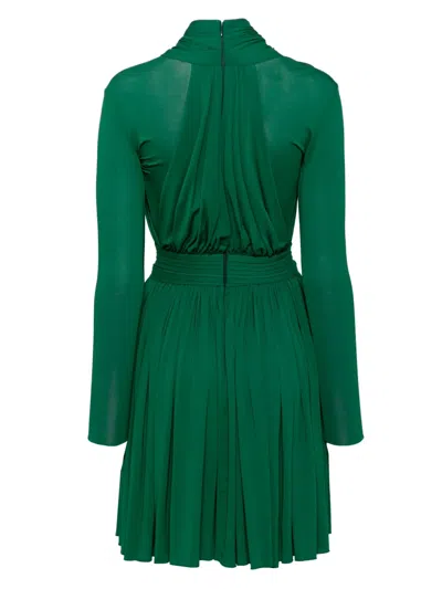 Herve L Leroux X Front Overlap Long Sleeves Swing Dress