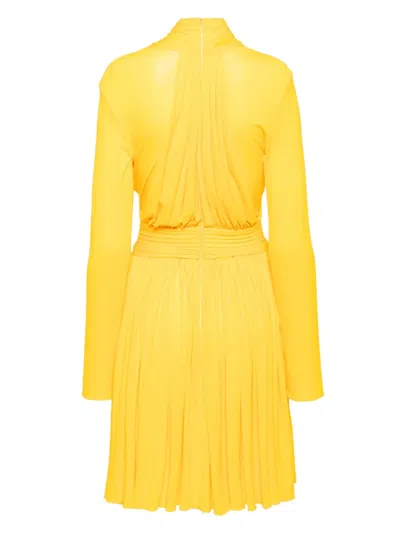 Herve L Leroux X Front Overlap Long Sleeves Swing Dress