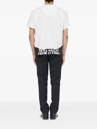 Mm6 Maison Margiela Mm6 By Maison Margiela Bicolor Contrast Print T-shirt With Round Neckline And Short Sleeves In White