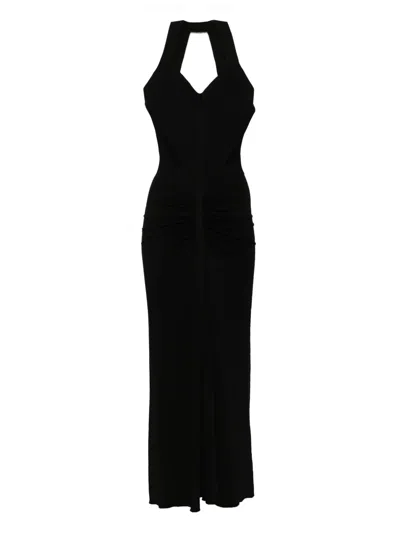 Herve L Leroux Open Neck Draped Midi Dress