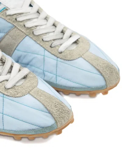 Maison Margiela Quilted Low-top Sneakers With Suede Overlays And Gum Rubber Sole In Blue