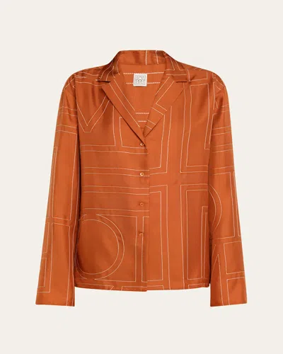 Totême Toteme Women Monogram Silk Shirt In Orange