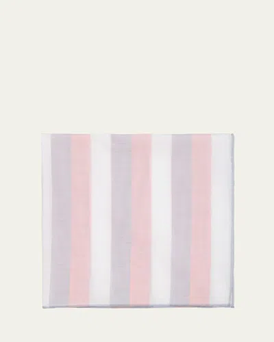 Simonnot Godard Men's Cotton Stripe Color-edge Pocket Handkerchief