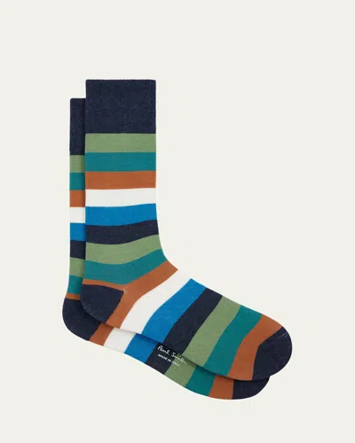 Paul Smith Men's Kit Color-block Stripe Crew Socks