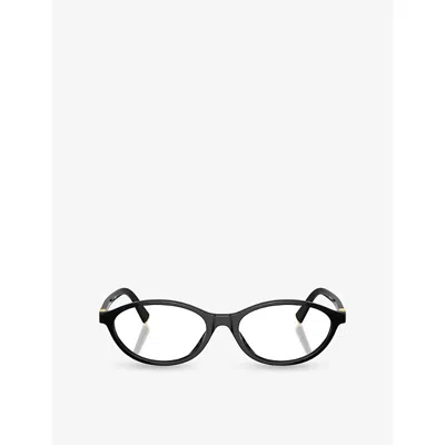 Miu Miu Womens Black Mu 09xv Oval-frame Acetate Glasses