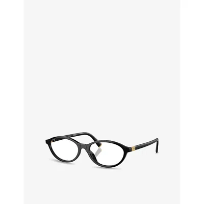Miu Miu Womens Black Mu 09xv Oval-frame Acetate Glasses