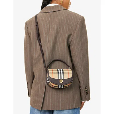 Burberry Women Highlands Crossbody Bag With Check Motif In Multi