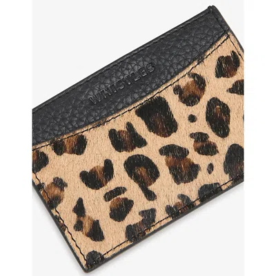 Whistles Womens Multi-coloured Leopard-print Leather Card Holder
