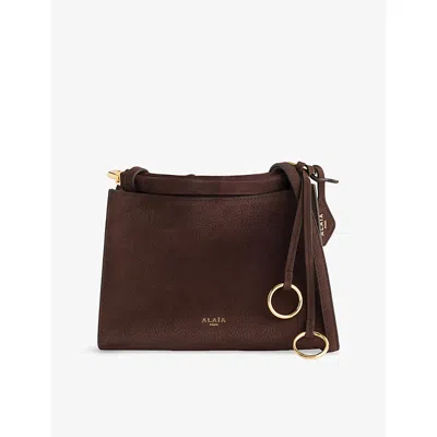 Alaïa Womens Brun Fonce Le Click Square Small Leather Shoulder Bag