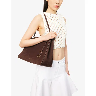 Alaïa Womens Brun Fonce Le Click Square Medium Leather Shoulder Bag In Brown