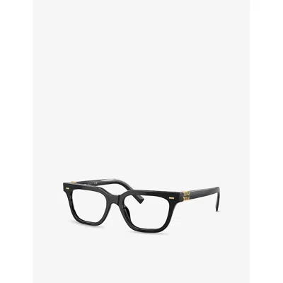 Miu Miu Womens Black Mu 07xv Rectangle-frame Acetate Glasses
