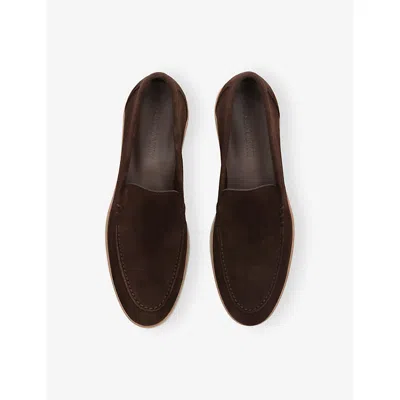 Magnanni Paraiso Tonal-stitching Suede Loafers In Dark Brown