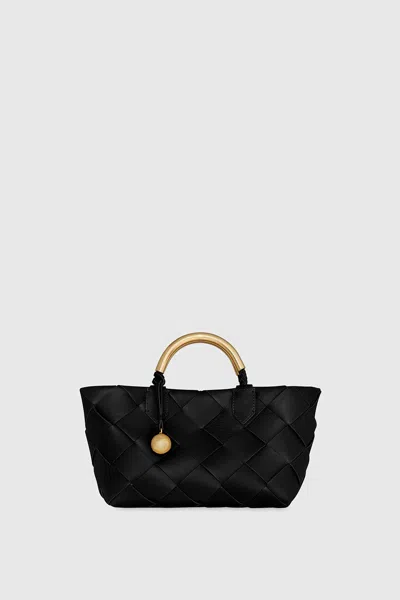 Rebecca Minkoff Frankie Woven Leather Tote Bag In Black