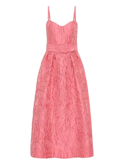 Rebecca Vallance Midi Dress With Floral Embossing In Pink