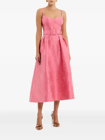 Rebecca Vallance Midi Dress With Floral Embossing In Pink