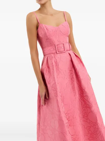 Rebecca Vallance Midi Dress With Floral Embossing In Pink
