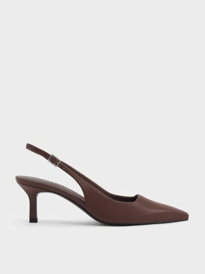 Charles & Keith - Pointed-toe Kitten-heel Slingback Pumps