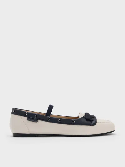 Charles & Keith - Bow Two-tone Boat-shoe Flats