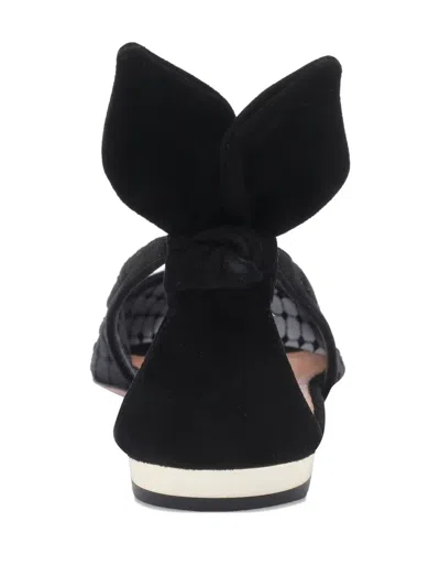 Aquazzura Black Mesh And Suede Ballerinas With Bow