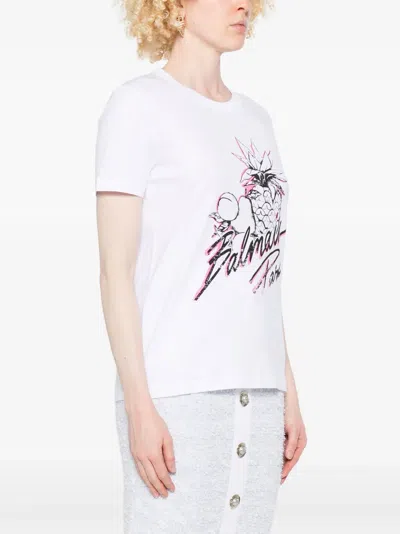Balmain White Fruits Print T-shirt