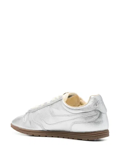 Autry Leather Windspin Sneakers Metallic Finish In Silver